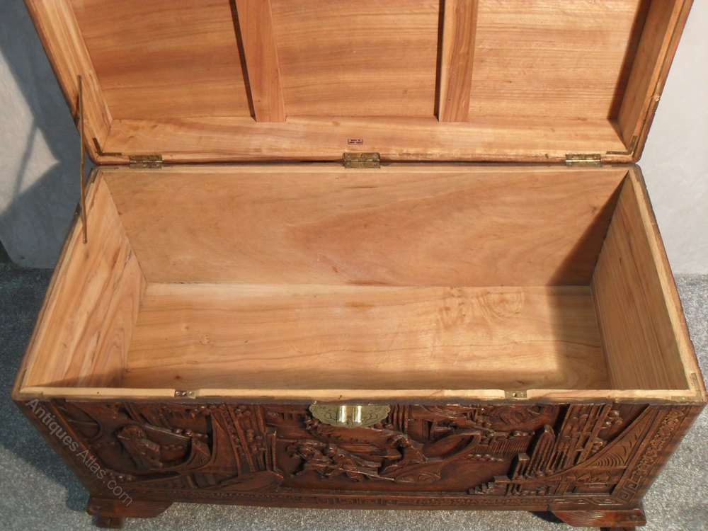 Oriental Carved Camphor Wood Chest Antiques Atlas