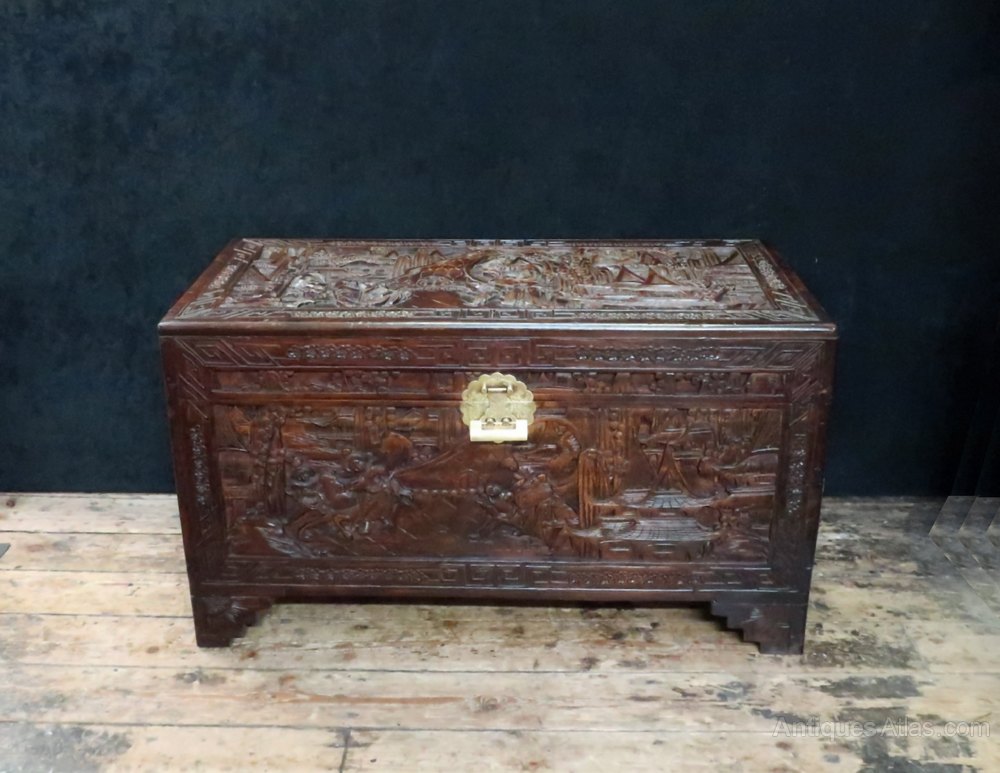 Oriental Carved Camphor Wood Chest Antiques Atlas