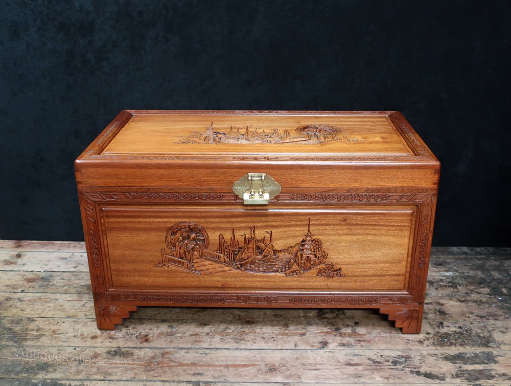 Oriental Carved Teak And Camphor Wood Chest Antiques Atlas