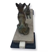 Art Deco Cold Painted Spelter Alsatians On Marble 