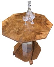 Art Deco Chrome And Walnut Coffee Table