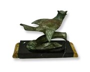 Art Deco Cold Painted  Figure Of Bird On Marble 