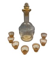 Art Deco Peach Decanter And Glasses