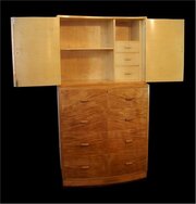  Art Deco Blonde Tallboy Chest Of Drawers