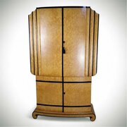 Art Deco Cocktail Cabinet Birds Eye Maple & Ebony