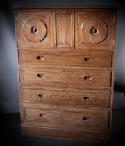Arts & Crafts Rare Ambrose Heal Oak Owl Cabinet 