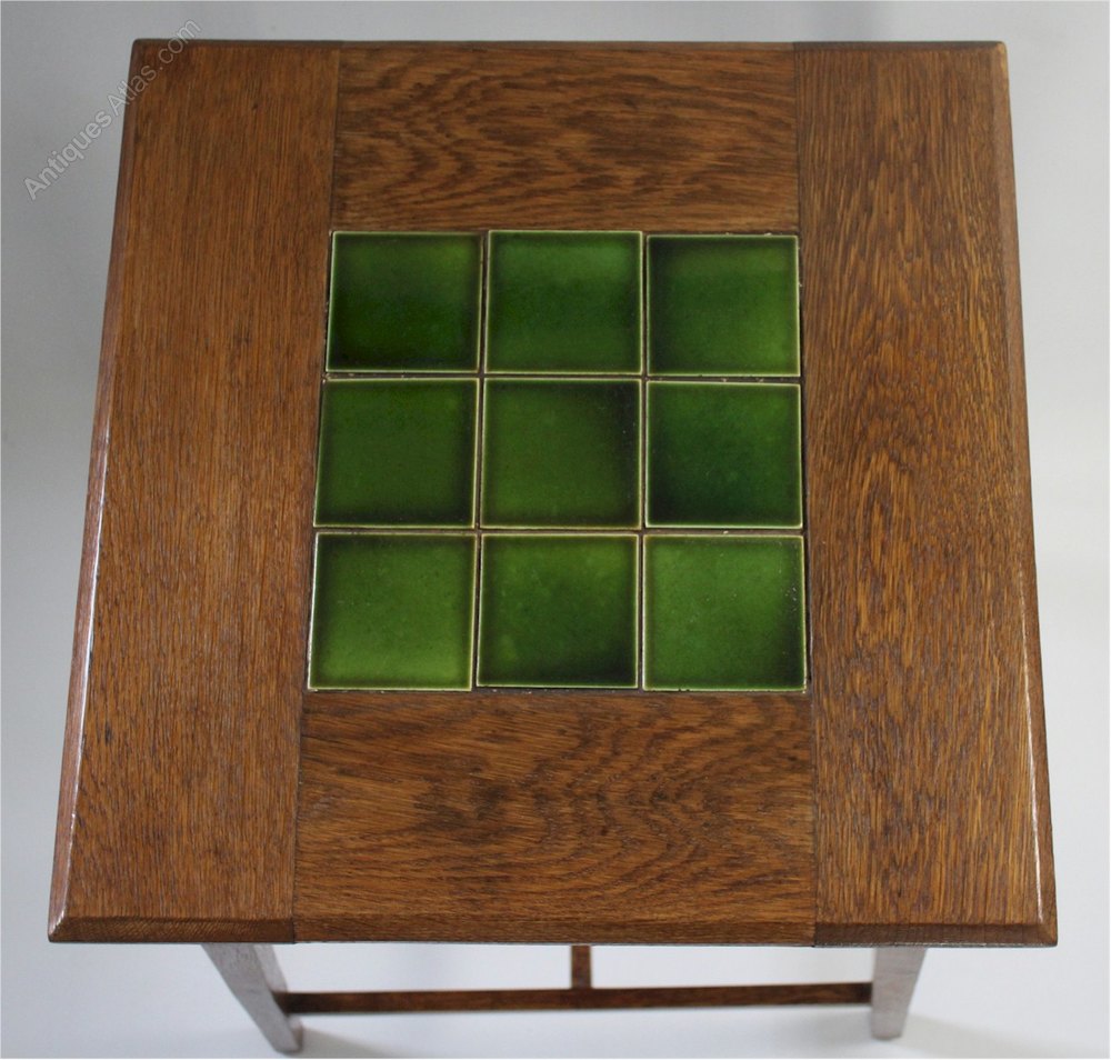 Arts An Crafts Tiled Top Occasional Table In Oak Antiques Atlas