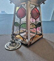 Arts And Crafts Ceiling Light Red Green & Yellow 