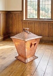 Arts And Crafts Coal Box In Hammered Copper