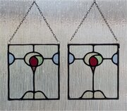 Arts And Crafts Period Leaded Glass Suncatchers