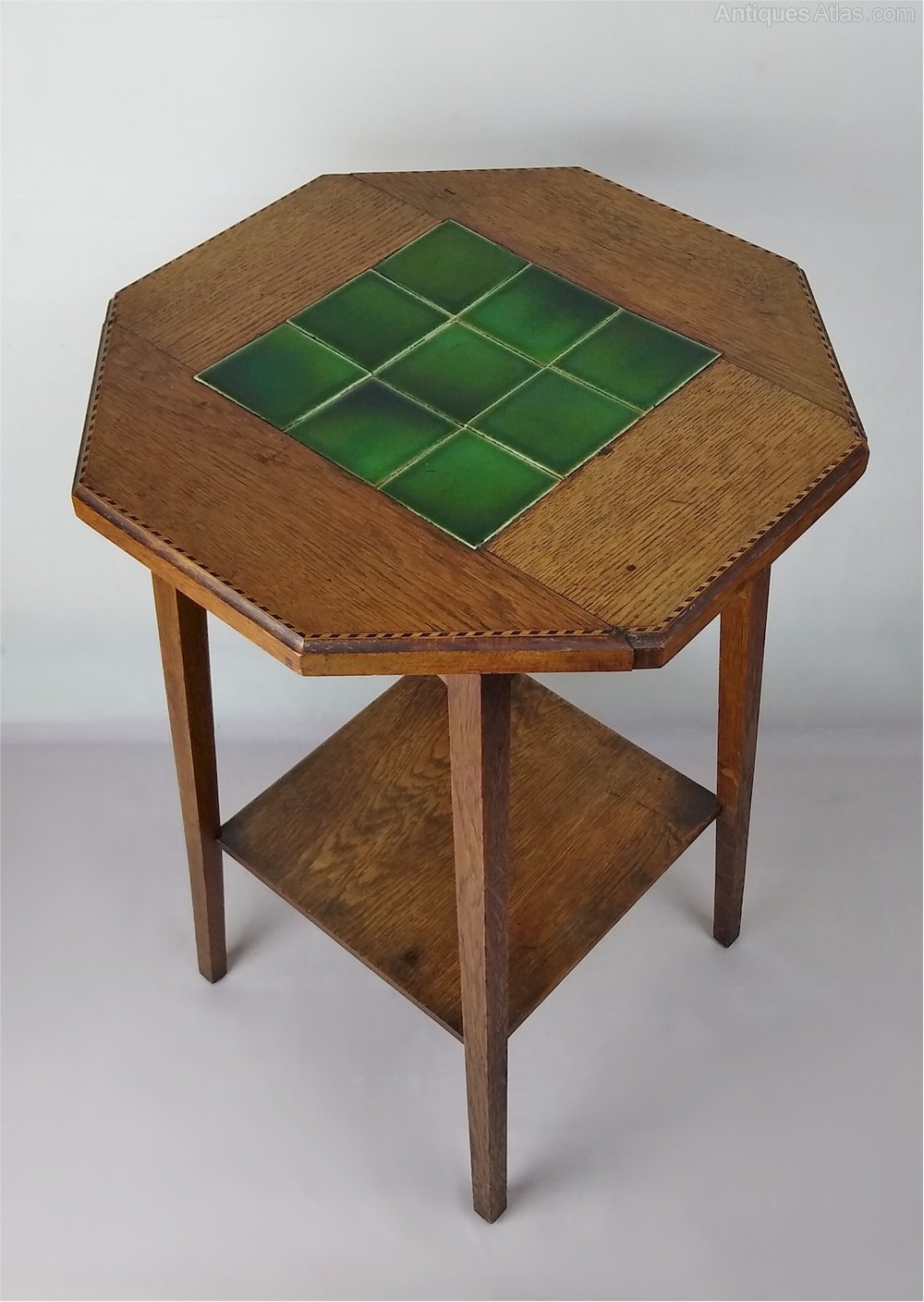 Arts And Crafts Tile Topped Table In Oak Antiques Atlas