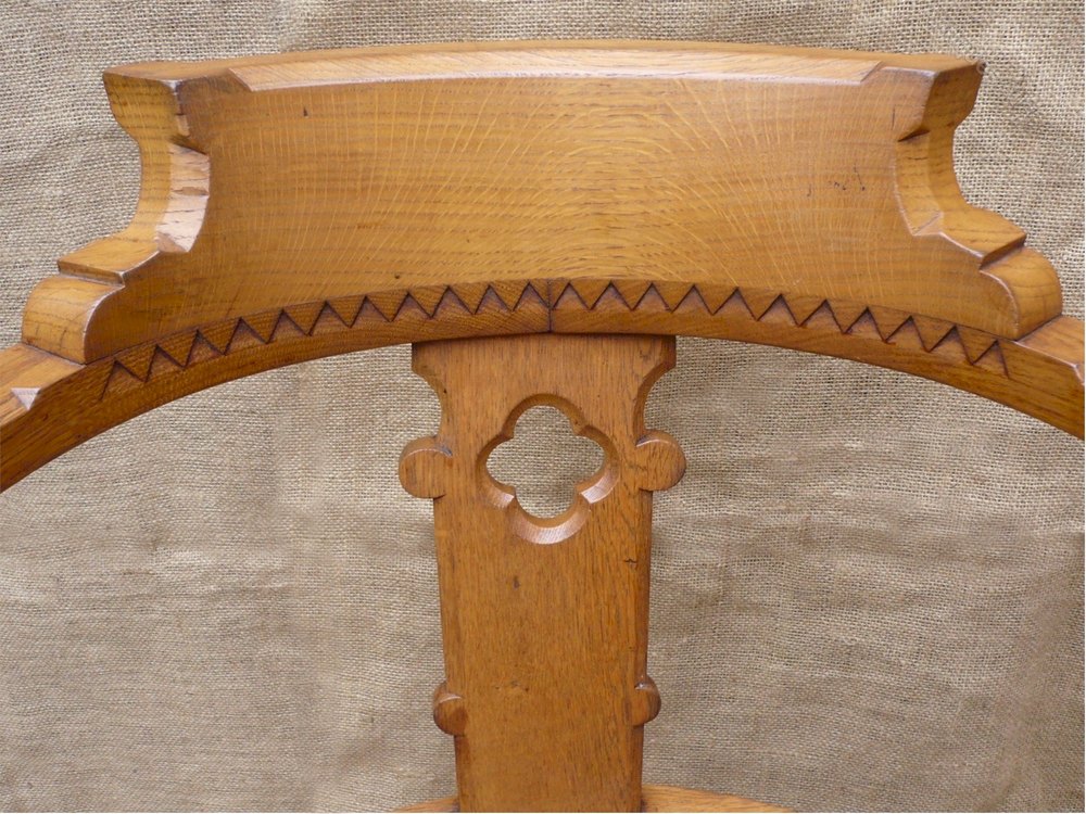 Gothic Revival Swivel Desk Chair In Pale Oak - Antiques Atlas