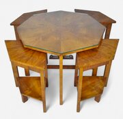 Jazzy Art Deco Quintetto Nest Of Tables In Figured Walnut