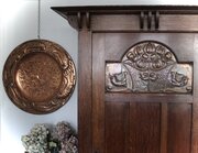 Large Arts and Crafts copper charger with Birds