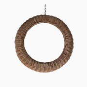 Mid-Century Circular Wicker Mirror