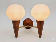 Mid Century Modern Wall Light Teak And Brass