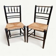 Pair William Morris Sussex Chairs Ebonised Ash