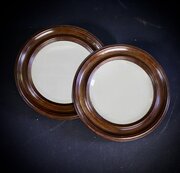 Pair Of Oak Framed Circular Mirrors