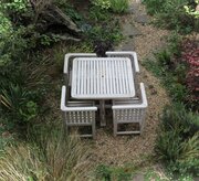 Reclaimed Teak Garden Table With Four Wrap Round C