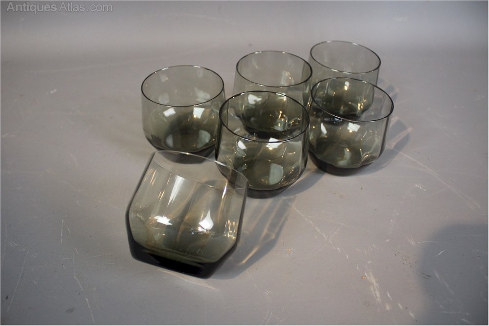 Antiques Atlas Set Of Six 1970 s Smoked Glass Drinking Glasses Antiques Atlas Set Of Six 1970 s Smoked Glass Drinking Glasses