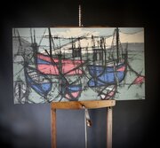 Tapestry On Canvas "Les Bateaux" By M.Paris
