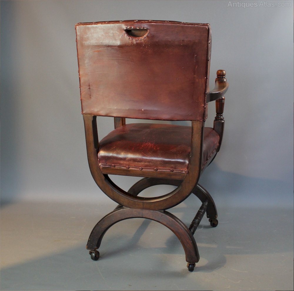 Victorian X Framed Mahogany And Leather Chair Antiques Atlas