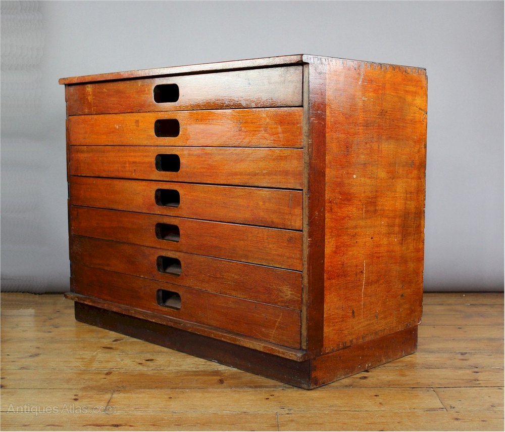 Antiques Atlas Vintage 1950's Plan Chest Of Seven Drawers