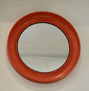 Vintage 1970s Orange Round Plastic Mirror