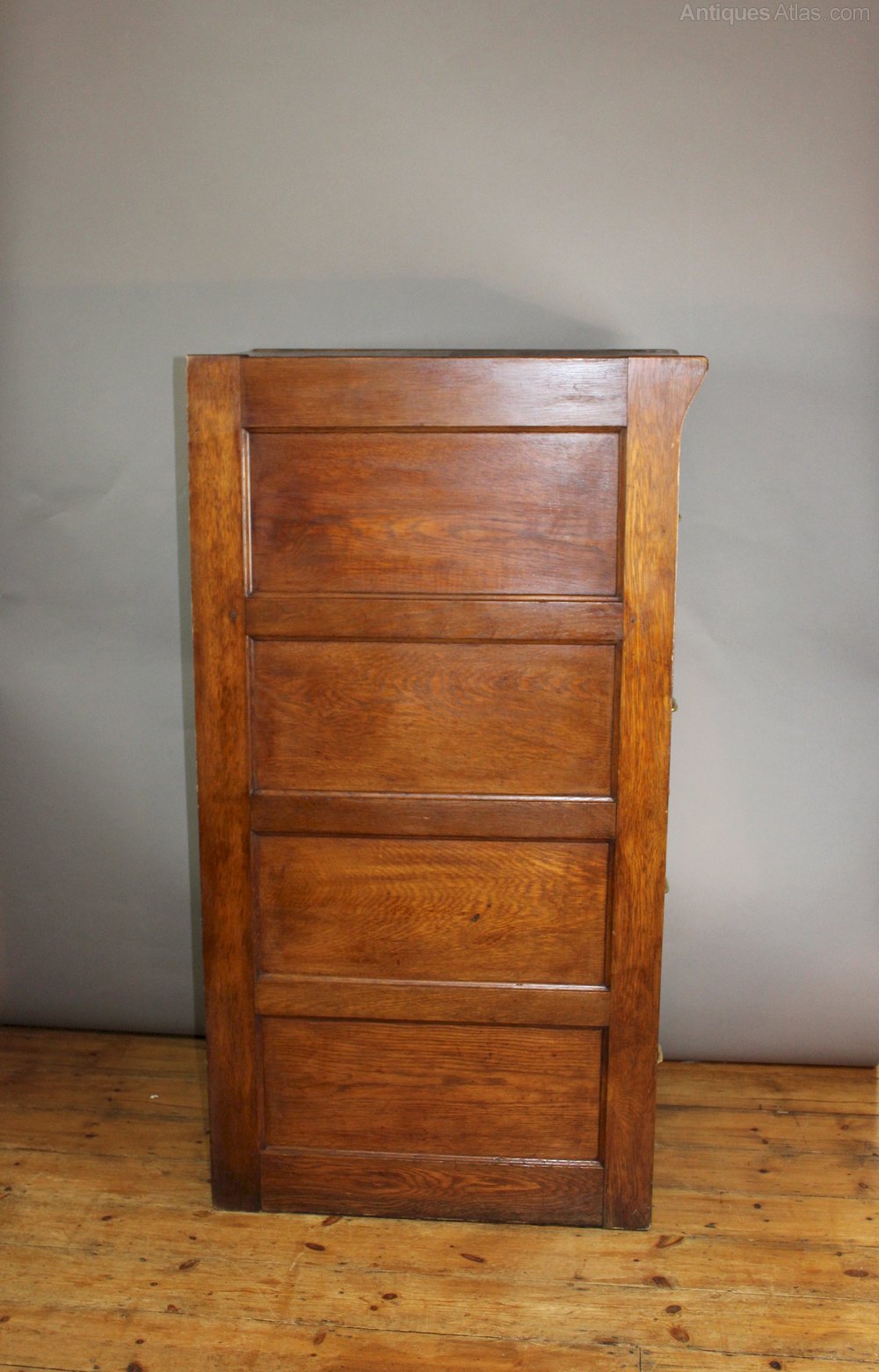 Vintage Extra Wide Oak Four Drawer Filing Cabinet Antiques