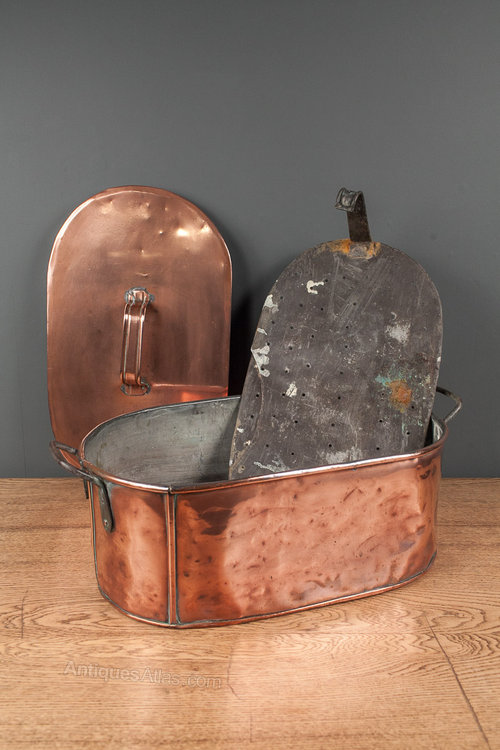Antiques Atlas 19th Century Copper Fish Kettle.