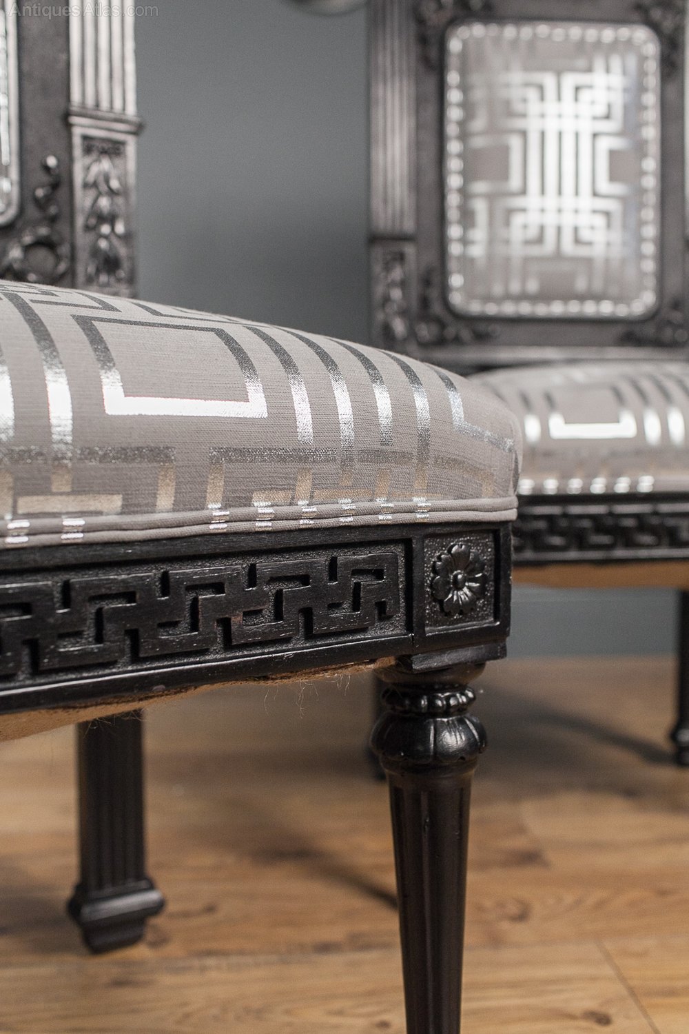 A Pair Of French Carved Black Salon Chairs - Antiques Atlas