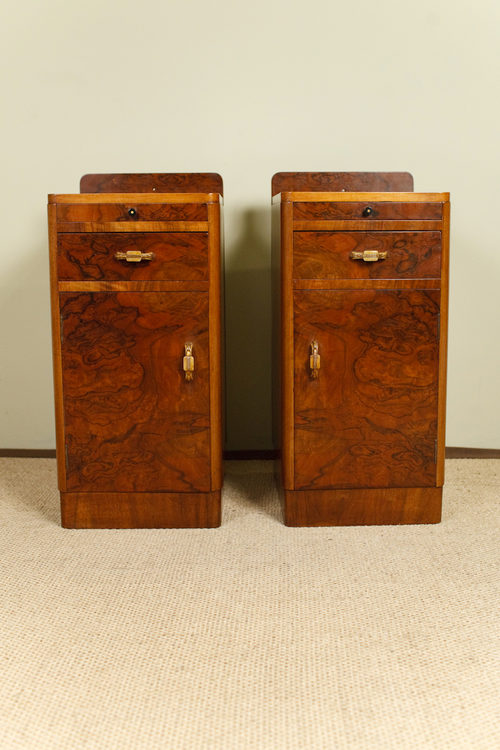 Pair Of Art Deco Walnut Bedside Cabinets Antiques Atlas Pair Of Art Deco Walnut Bedside Cabinets