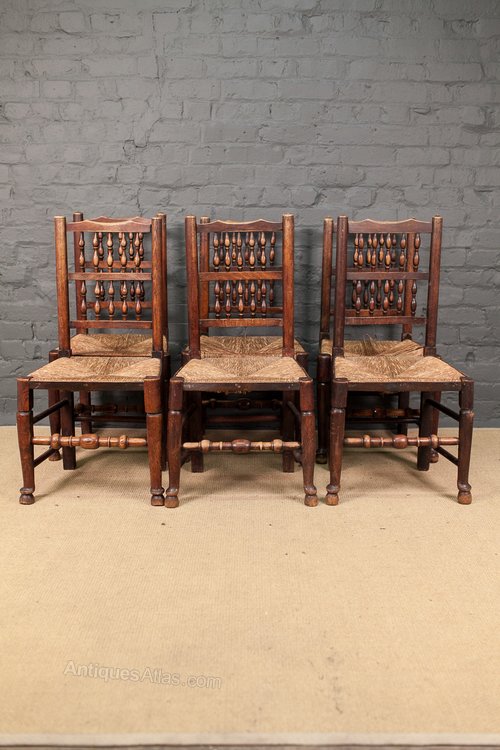 Set Of 4 Rush Seat Lancashire Spindle Back Chairs Set Of 4 Rush Seat Lancashire Spindle Back Chairs