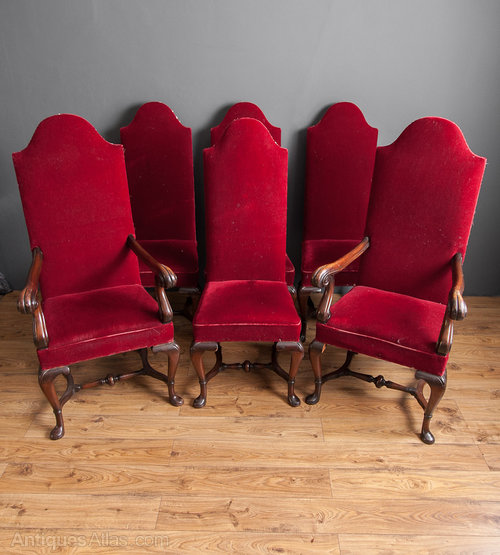 Set Of Six Upholstered High Back Chairs Antiques Atlas Set Of Six Upholstered High Back Chairs