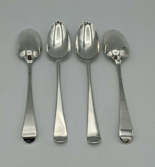 Antiques Atlas 4 Silver Dessert Spoons, Nicholas Hearnden 1764