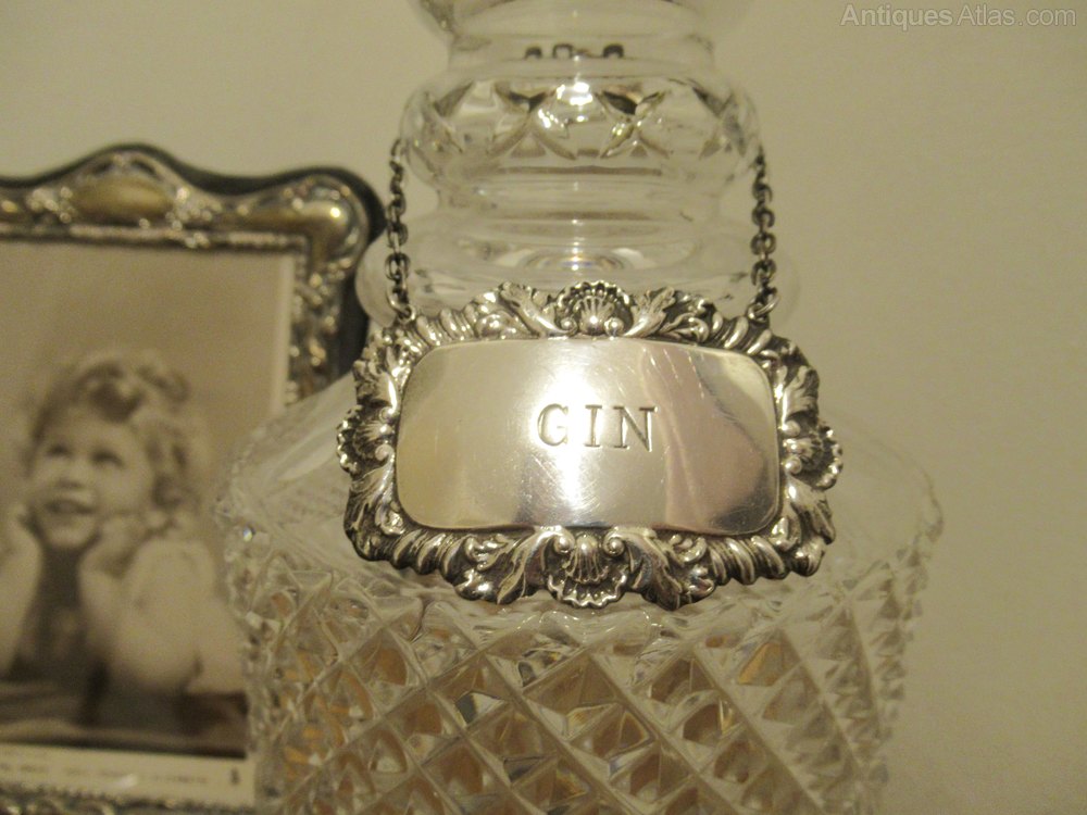 Antiques Atlas Gin Hallmarked Vintage Silver Decanter Label 1972