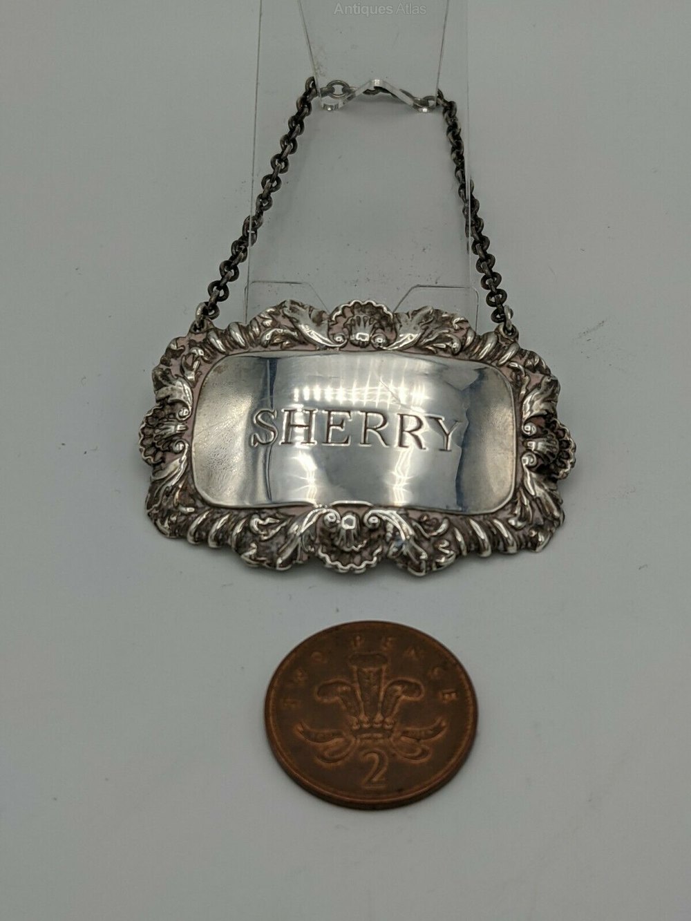Antiques Atlas Vintage Silver Decanter Label "Sherry" Birmingham