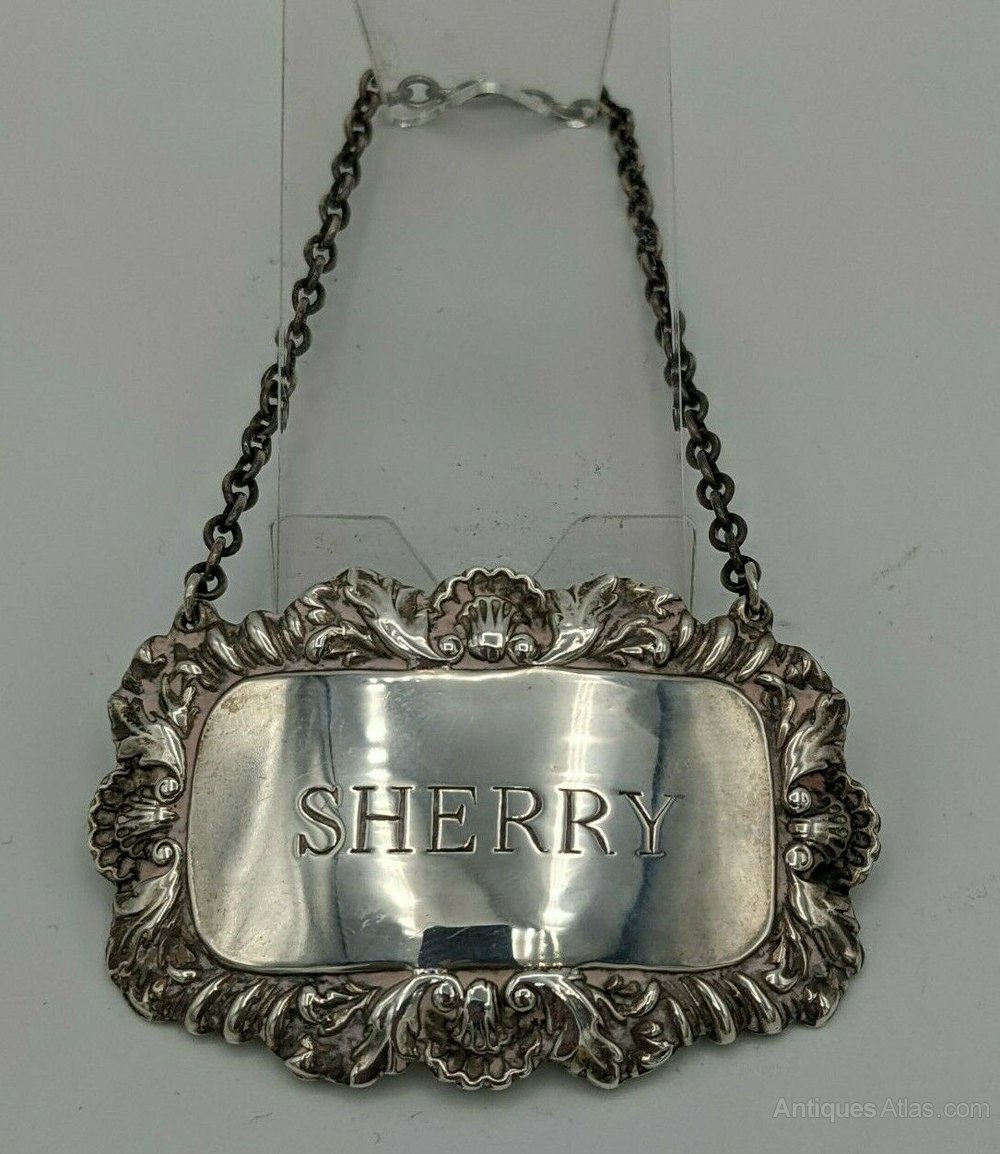 Antiques Atlas Vintage Silver Decanter Label "Sherry" Birmingham