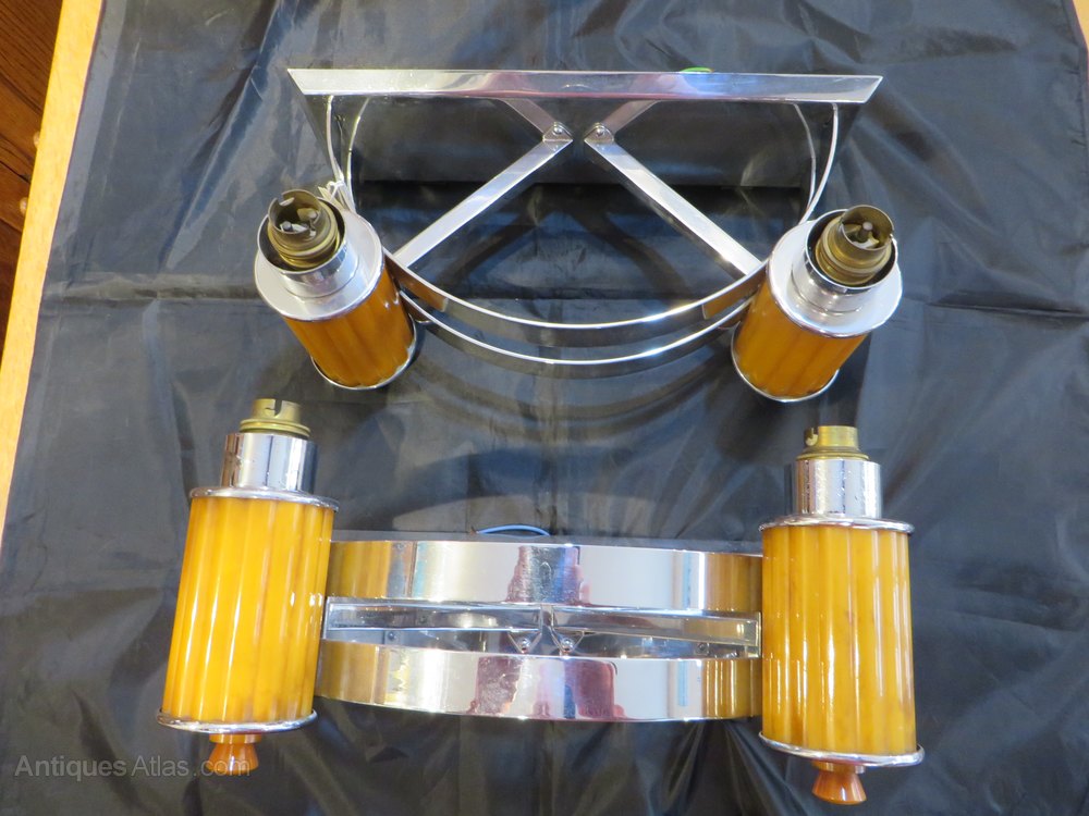 Antiques Atlas Art Deco Chrome Wall Lights (Pair)