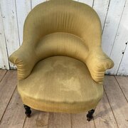 Antique French Tub Chair For Re-upholstery