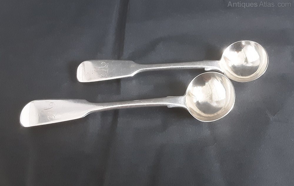 Antiques Atlas Pair Of Silver Salt Spoons. London 1848.