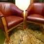 Pair Of Leather Club Chairs / Tub Chairs