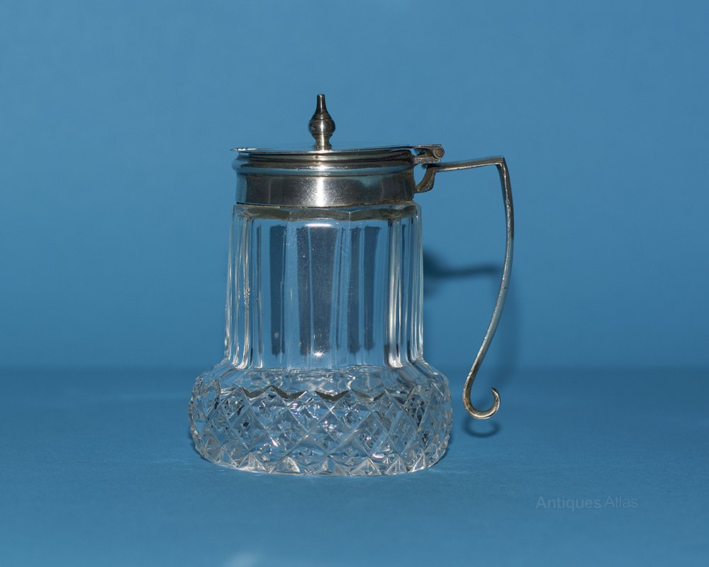 Antiques Atlas Glass Mustard Pot With Silver Top Birmingham 1912