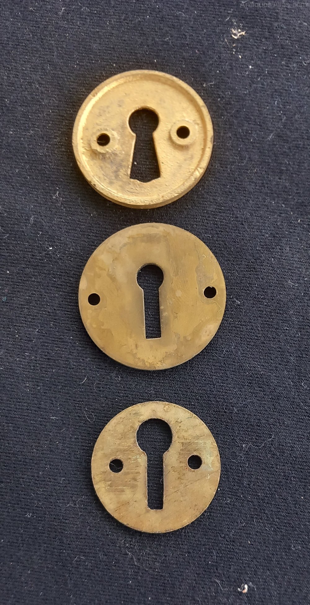 Antiques Atlas 3 Vintage Brass Circular Key Escutcheon Plates