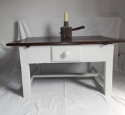 Antique Rustic Oak Painted Base Coffee Table