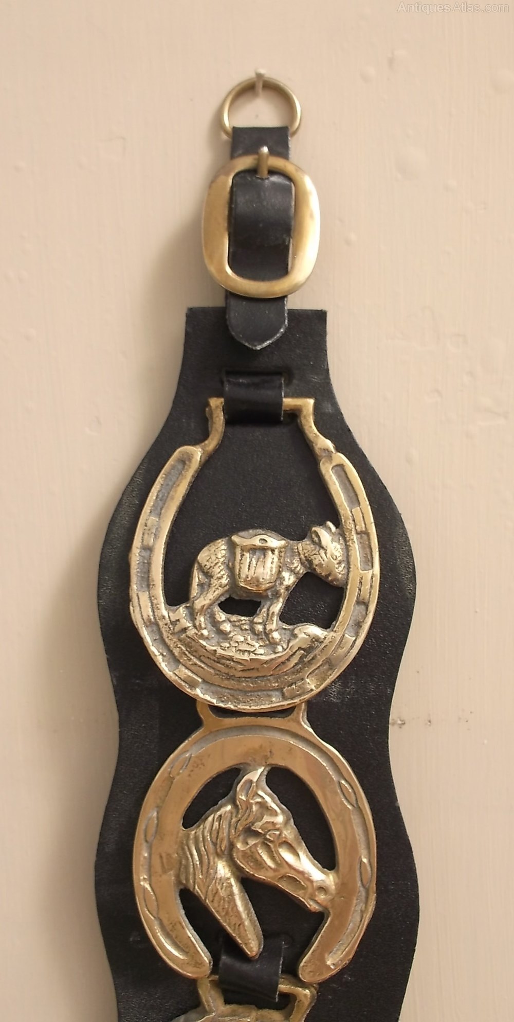 Antiques Atlas Vintage Horse Brasses On Faux Leather Martingale.
