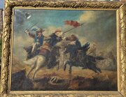 19thc Battle Scene, Oil On Canvas A/f