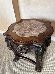 A Late 19th C. Chinese Hardwood Marble Stand 