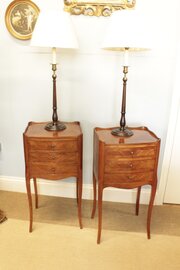 A Pair French Walnut Bedside Table 