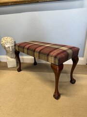 Antique Mahogany Upholstered Stool / Bench